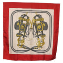 HERMES Carre 90 Scarf Silk Beige Red Auth 186940-1