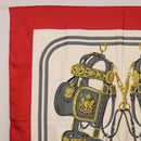 HERMES Carre 90 Scarf Silk Beige Red Auth 186940-2