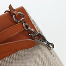 HERMES Her Bag Tote Bag Canvas Beige Brown Auth 186943V-17