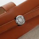HERMES Her Bag Tote Bag Canvas Beige Brown Auth 186943V-18
