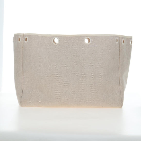 HERMES Her Bag Tote Bag Canvas Beige Brown Auth 186943V