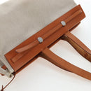 HERMES Her Bag Tote Bag Canvas Beige Brown Auth 186943V-6