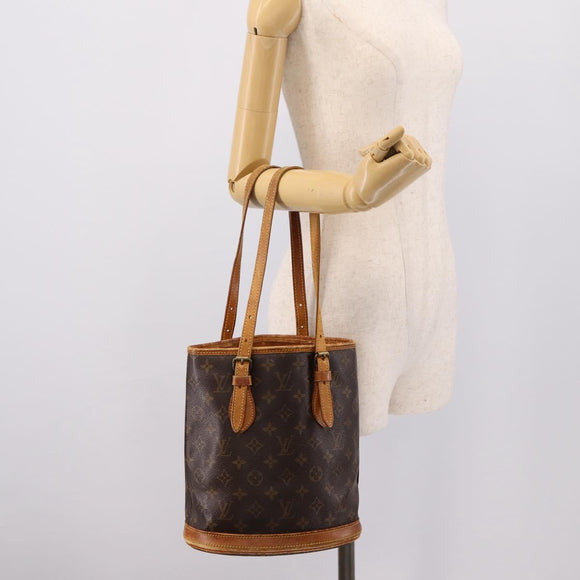 LOUIS VUITTON Monogram Bucket PM Shoulder Bag M42238 LV Auth 186954