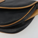 CELINE Shoulder Bag Leather Black Gold Auth 186955-10