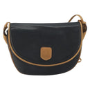 CELINE Shoulder Bag Leather Black Gold Auth 186955-2