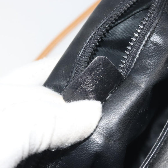 CELINE Shoulder Bag Leather Black Gold Auth 186955