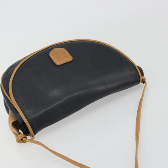 CELINE Shoulder Bag Leather Black Gold Auth 186955