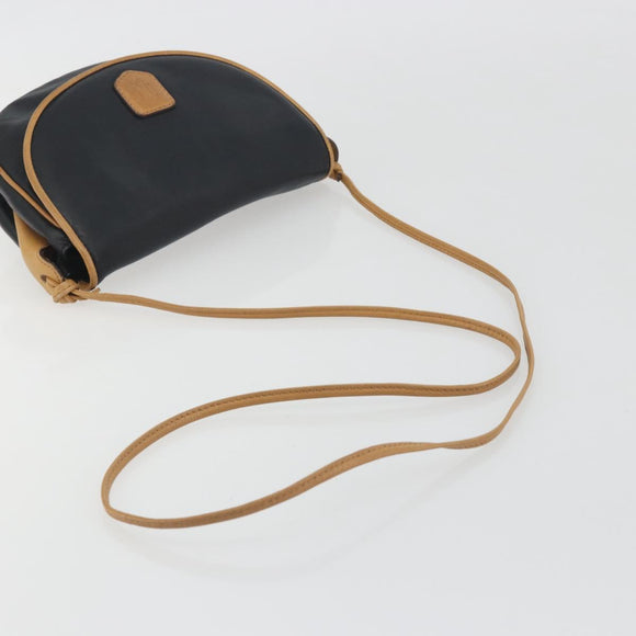 CELINE Shoulder Bag Leather Black Gold Auth 186955