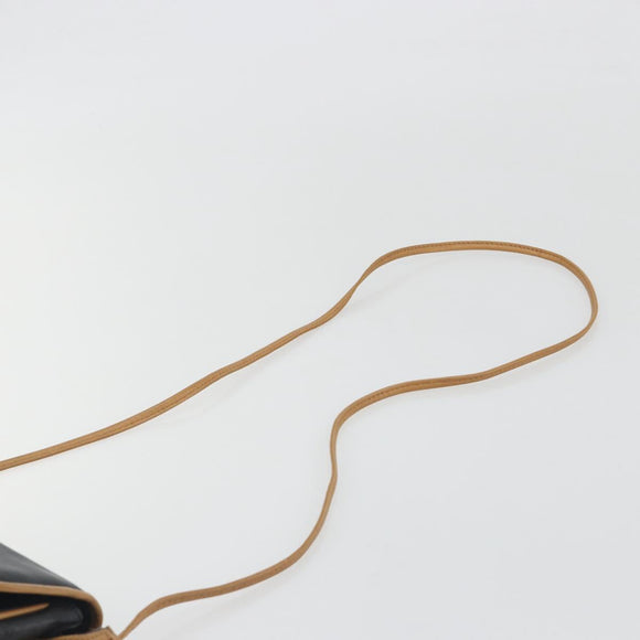 CELINE Shoulder Bag Leather Black Gold Auth 186955