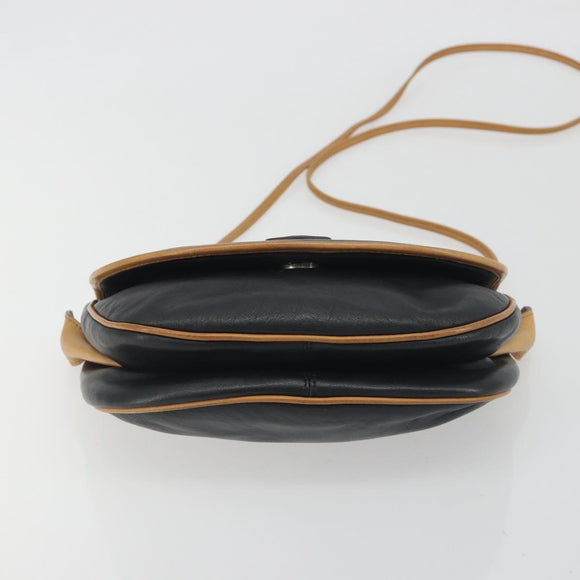 CELINE Shoulder Bag Leather Black Gold Auth 186955