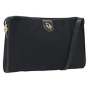 Christian Dior Trotter Canvas Shoulder Bag Black Gold Auth 186956-1