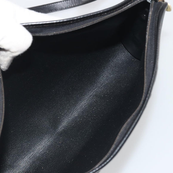 Christian Dior Trotter Canvas Shoulder Bag Black Gold Auth 186956