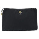 Christian Dior Trotter Canvas Shoulder Bag Black Gold Auth 186956-2