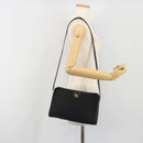 Christian Dior Trotter Canvas Shoulder Bag Black Gold Auth 186956-20