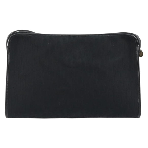 Christian Dior Trotter Canvas Shoulder Bag Black Gold Auth 186956