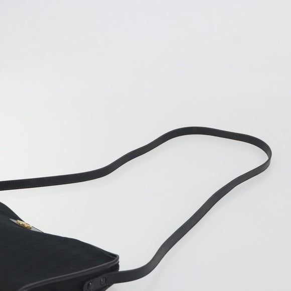 Christian Dior Trotter Canvas Shoulder Bag Black Gold Auth 186956