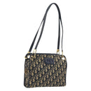 Christian Dior Trotter Canvas Shoulder Bag Navy Gold Auth 186959A-1