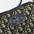 Christian Dior Trotter Canvas Shoulder Bag Navy Gold Auth 186959A-18