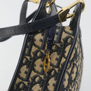Christian Dior Trotter Canvas Shoulder Bag Navy Gold Auth 186959A-10