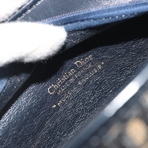 Christian Dior Trotter Canvas Shoulder Bag Navy Gold Auth 186959A