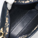 Christian Dior Trotter Canvas Shoulder Bag Navy Gold Auth 186959A-12