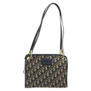 Christian Dior Trotter Canvas Shoulder Bag Navy Gold Auth 186959A-13