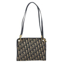 Christian Dior Trotter Canvas Shoulder Bag Navy Gold Auth 186959A-2