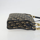 Christian Dior Trotter Canvas Shoulder Bag Navy Gold Auth 186959A-3