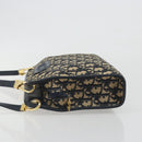 Christian Dior Trotter Canvas Shoulder Bag Navy Gold Auth 186959A-4
