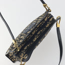 Christian Dior Trotter Canvas Shoulder Bag Navy Gold Auth 186959A-6