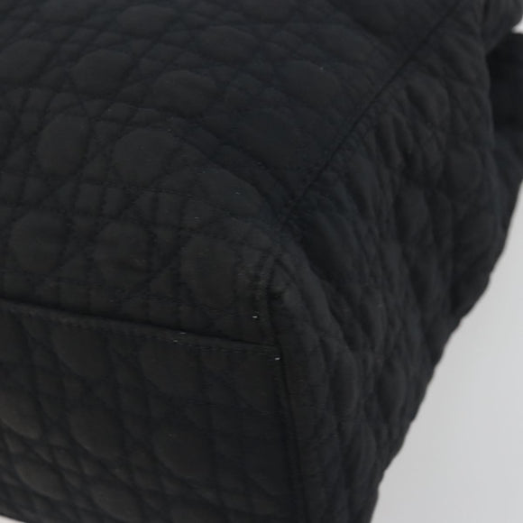 Christian Dior Canage Hand Bag Canvas Black Gold Auth 186960