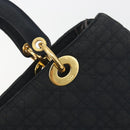 Christian Dior Canage Hand Bag Canvas Black Gold Auth 186960-17