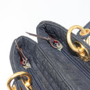 Christian Dior Canage Hand Bag Canvas Black Gold Auth 186960-10