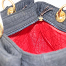 Christian Dior Canage Hand Bag Canvas Black Gold Auth 186960-18