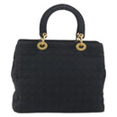 Christian Dior Canage Hand Bag Canvas Black Gold Auth 186960-13