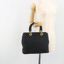 Christian Dior Canage Hand Bag Canvas Black Gold Auth 186960-23