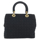 Christian Dior Canage Hand Bag Canvas Black Gold Auth 186960-2