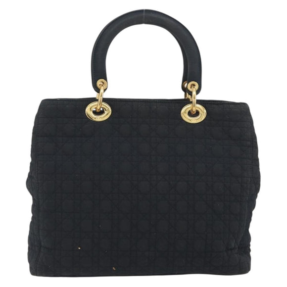 Christian Dior Canage Hand Bag Canvas Black Gold Auth 186960