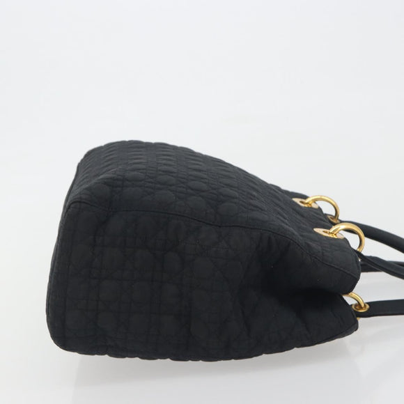 Christian Dior Canage Hand Bag Canvas Black Gold Auth 186960