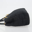Christian Dior Canage Hand Bag Canvas Black Gold Auth 186960-4