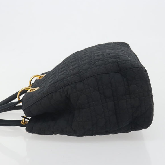 Christian Dior Canage Hand Bag Canvas Black Gold Auth 186960