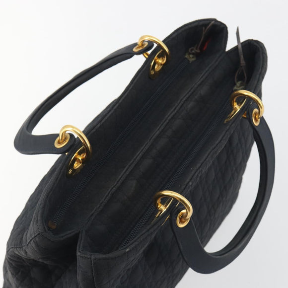 Christian Dior Canage Hand Bag Canvas Black Gold Auth 186960