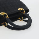 Christian Dior Canage Hand Bag Canvas Black Gold Auth 186960-7