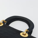Christian Dior Canage Hand Bag Canvas Black Gold Auth 186960-8