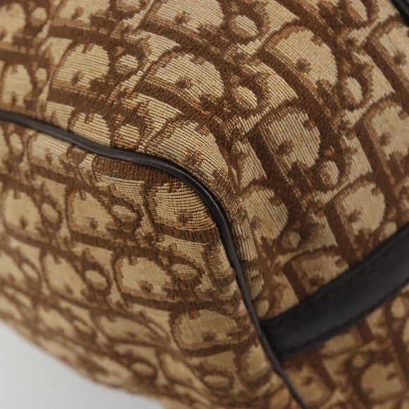 Christian Dior Trotter Canvas Boston Bag Beige Gold Auth 186961