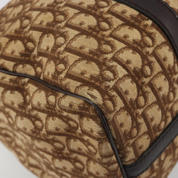 Christian Dior Trotter Canvas Boston Bag Beige Gold Auth 186961