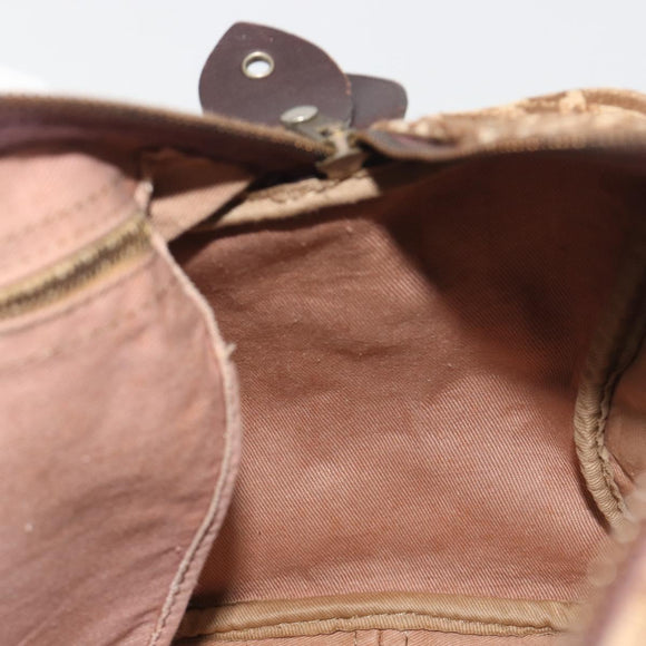 Christian Dior Trotter Canvas Boston Bag Beige Gold Auth 186961
