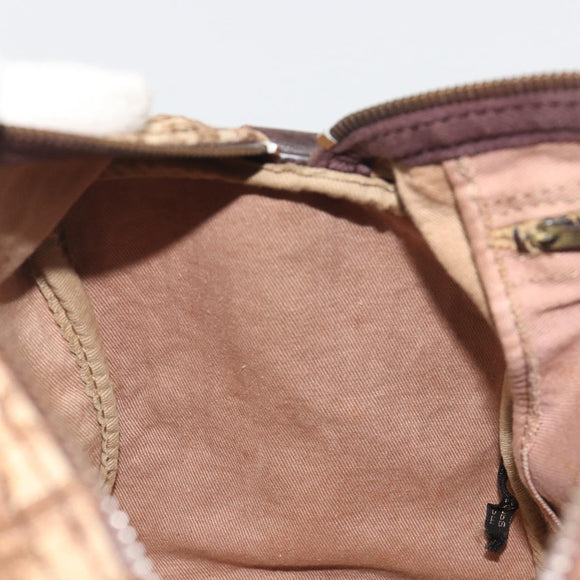 Christian Dior Trotter Canvas Boston Bag Beige Gold Auth 186961