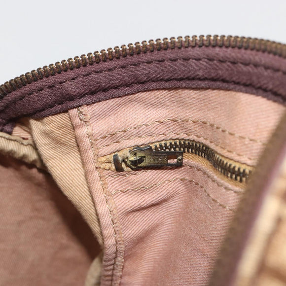 Christian Dior Trotter Canvas Boston Bag Beige Gold Auth 186961