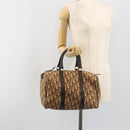 Christian Dior Trotter Canvas Boston Bag Beige Gold Auth 186961-20